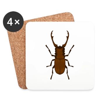 Scarabée Lucanus cervus Schröter Insecte - Dessous de verre (lot de 4) - blanc - Devant