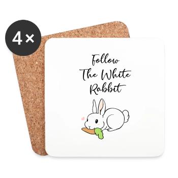 Follow The White Rabbit Weißes Kaninchen - Untersetzer (4er-Set) - Weiß - Vorne