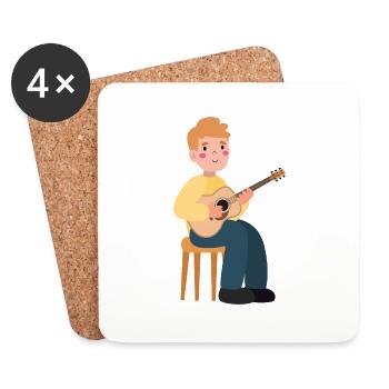 Junge spielt Gitarre - Untersetzer (4er-Set) - Weiß - Vorne