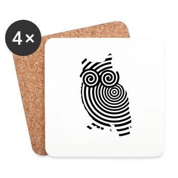owl illusion eyes optical illusion lsd strudel - Coasters (set of 4) - white - Front