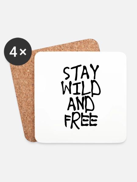 Stay Wild and Free - Untersetzer (4er-Set) - Weiß
