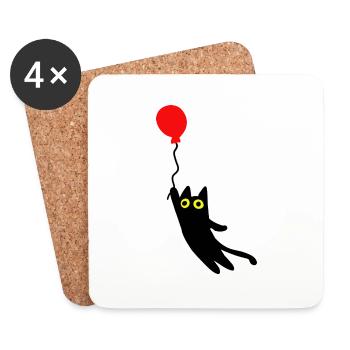 fliegende Katze - Untersetzer (4er-Set) - Weiß - Vorne
