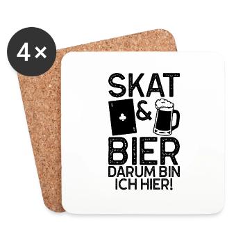 Skat bier Geschenk Kartenspiel Pokerspieler - Untersetzer (4er-Set) - Weiß - Vorne