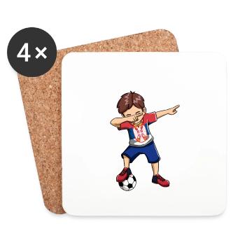 Dabbing Fußball Junge Serbien Trikot Kinder - Untersetzer (4er-Set) - Weiß - Vorne