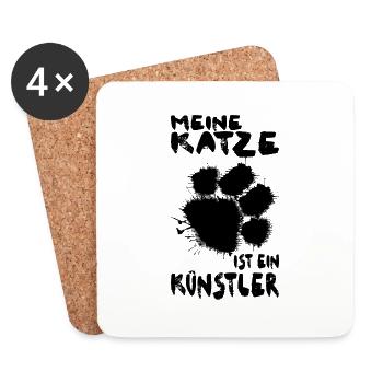 Katze süß Tier Kunst Pfote Pfoten Spruch - Untersetzer (4er-Set) - Weiß - Vorne