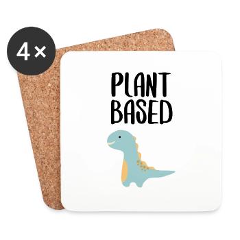 Plant based pflanzlich vegan Spruch Schrift - Untersetzer (4er-Set) - Weiß - Vorne