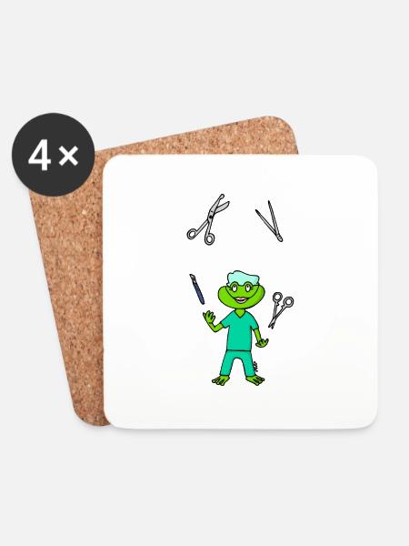 OP Nurse Frog - Untersetzer (4er-Set) - Weiß