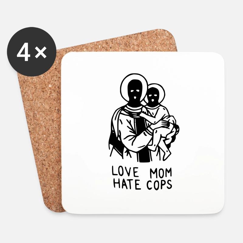 Love Mom Hate Cops - Untersetzer (4er-Set) - Weiß