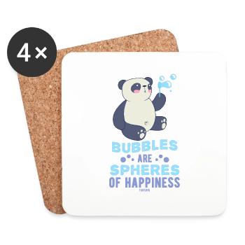 Panda aime les bulles de savon - Dessous de verre (lot de 4) - blanc - Devant