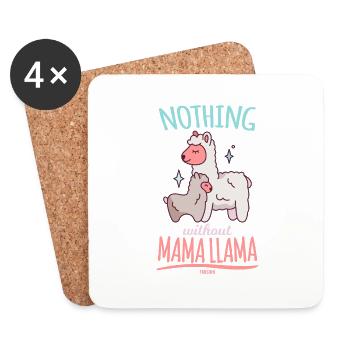 Mama Lama Alpaka Baby Kinder - Untersetzer (4er-Set) - Weiß - Vorne