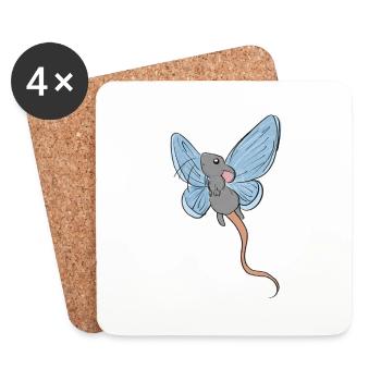 Die fliegende Maus - Untersetzer (4er-Set) - Weiß - Vorne