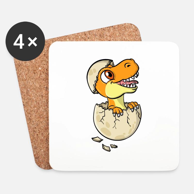 Süßer Baby Dino Dinosaurier - Untersetzer (4er-Set) - Weiß