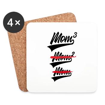 MOM 3 KINDER DREIFACHE MAMA - Untersetzer (4er-Set) - Weiß - Vorne