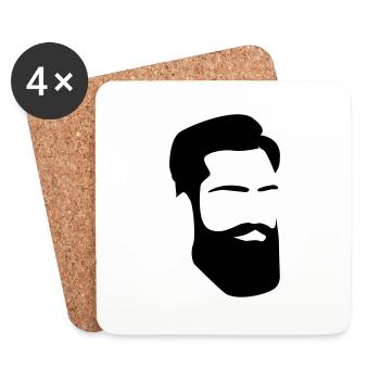 Hipster Vollbart beard bart Mann Männer - Untersetzer (4er-Set) - Weiß - Vorne