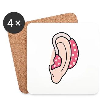 Hearing aid Hearing impaired, deaf and hard of hea - Coasters (set of 4) - white - Front
