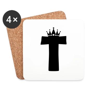 lettre T couronne - Dessous de verre (lot de 4) - blanc - Devant