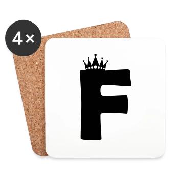 buchstabe F Krone - Untersetzer (4er-Set) - Weiß - Vorne