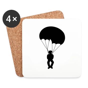 Conception de parachutiste Silhouette - Dessous de verre (lot de 4) - blanc - Devant