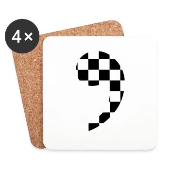 trendy checkered comma gift idea punctuation - Coasters (set of 4) - white - Front