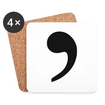 comma black trend gift idea punctuation - Coasters (set of 4) - white - Front