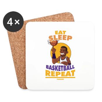 Manger dormir Basketball Répéter - Dessous de verre (lot de 4) - blanc - Devant