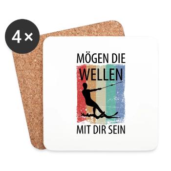 Wasserskier Wasserski Wasserskifahrer - Untersetzer (4er-Set) - Weiß - Vorne