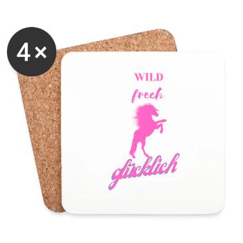 wild frech glücklich - Untersetzer (4er-Set) - Weiß - Vorne