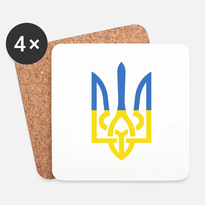 UKRAINE TRIDENT Ukrainische Flagge Unterstützung Unterstützung - Untersetzer (4er-Set) - Weiß