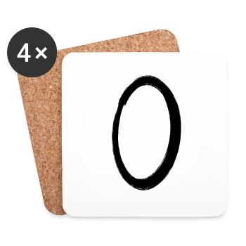 0 Null Zahl Handgemalt Schwarz Geschenkidee - Untersetzer (4er-Set) - Weiß - Vorne