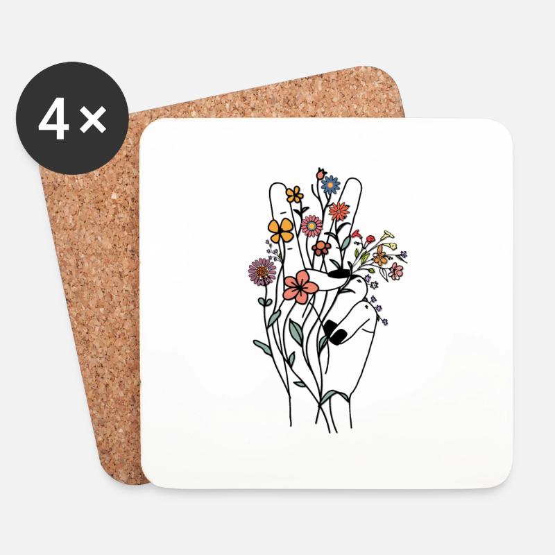 Peace hand Design / Peacezeichen - Untersetzer (4er-Set) - Weiß