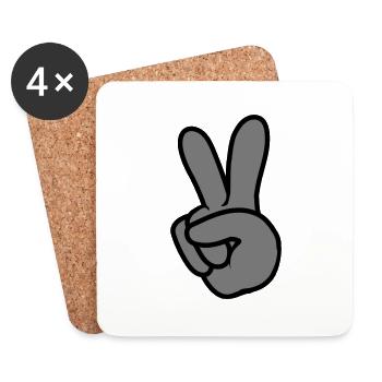 Signe de la main de la paix - Dessous de verre (lot de 4) - blanc - Devant