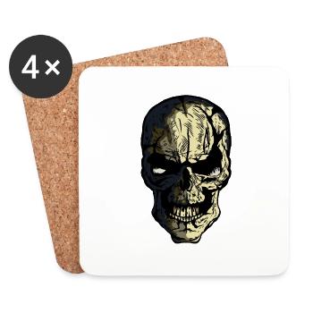 Schädelkopf des Todes Halloween - Untersetzer (4er-Set) - Weiß - Vorne