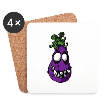 Légume aubergine - Dessous de verre (lot de 4) - blanc - Devant