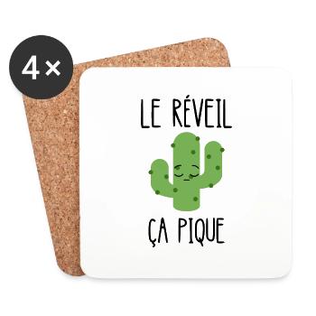 le réveil ça pique - Dessous de verre (lot de 4) - blanc - Devant