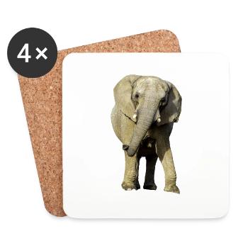 Éléphant - Dessous de verre (lot de 4) - blanc - Devant