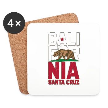 Santa Cruz California vintage retro Flagge Bär - Untersetzer (4er-Set) - Weiß - Vorne