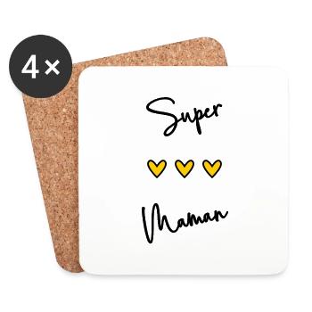 FÊTE DES MÈRES. BONNE FÊTE MAMAN. MAMAN. JE T'AIME - Dessous de verre (lot de 4) - blanc - Devant