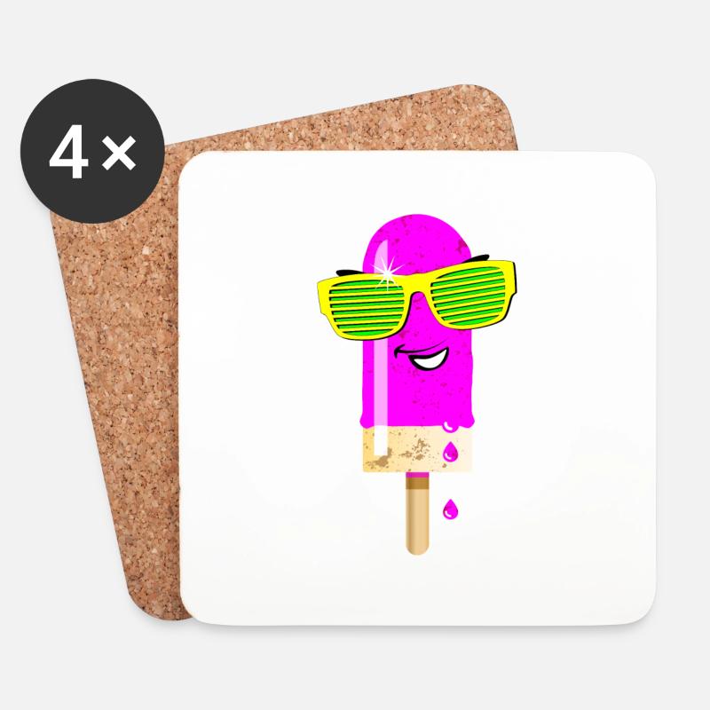 Eis am Stiel Sommerhitze coole Sonnenbrille lecker - Untersetzer (4er-Set) - Weiß