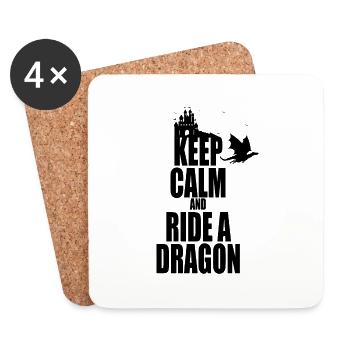 restez calme et chevauchez un dragon - Dessous de verre (lot de 4) - blanc - Devant