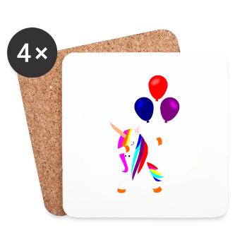 dabbing unicorn, dabbendes Einhorn Einhörner - Untersetzer (4er-Set) - Weiß - Vorne