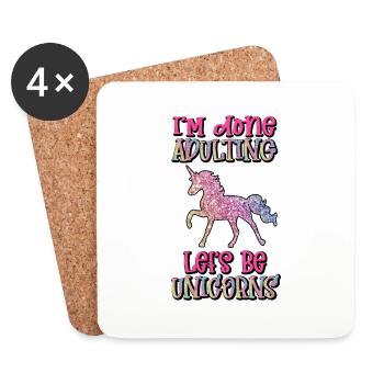 Einhorn Lets be Unicorns Pferd Regenbogen Fee - Untersetzer (4er-Set) - Weiß - Vorne