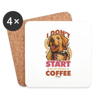 Café Espresso Capuccino Bureau Drôle Cadeau - Dessous de verre (lot de 4) - blanc - Devant