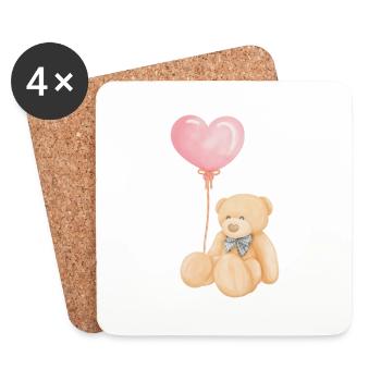 Teddy with balloon - Coasters (set of 4) - white - Front