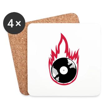 Musique de disque vinyle Fire - Dessous de verre (lot de 4) - blanc - Devant