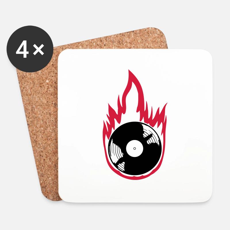 Feuer Vinyl Schallplatte Musik - Untersetzer (4er-Set) - Weiß