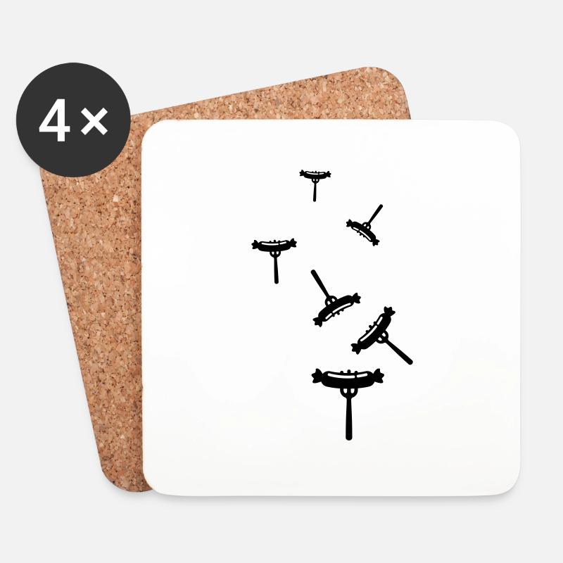 Bratwurst Fleisch icon - Untersetzer (4er-Set) - Weiß