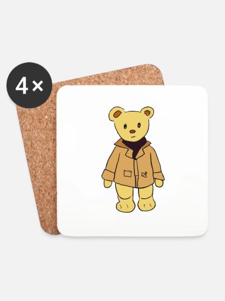 Teddybär mit Anzug Zeichnung Geschenkidee - Untersetzer (4er-Set) - Weiß