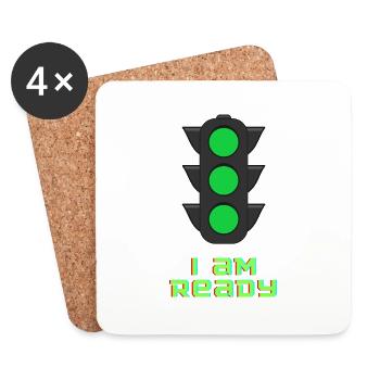 I au feu de circulation Ready - Dessous de verre (lot de 4) - blanc - Devant