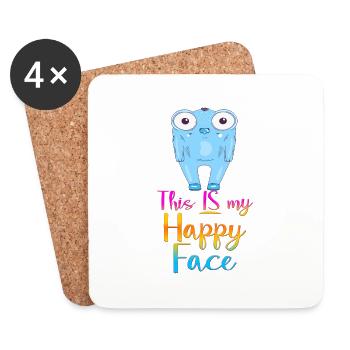 Angry face face cartoon happy face cartoon - Coasters (set of 4) - white - Front