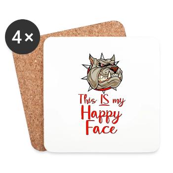 Angry face face cartoon happy face cartoon - Coasters (set of 4) - white - Front